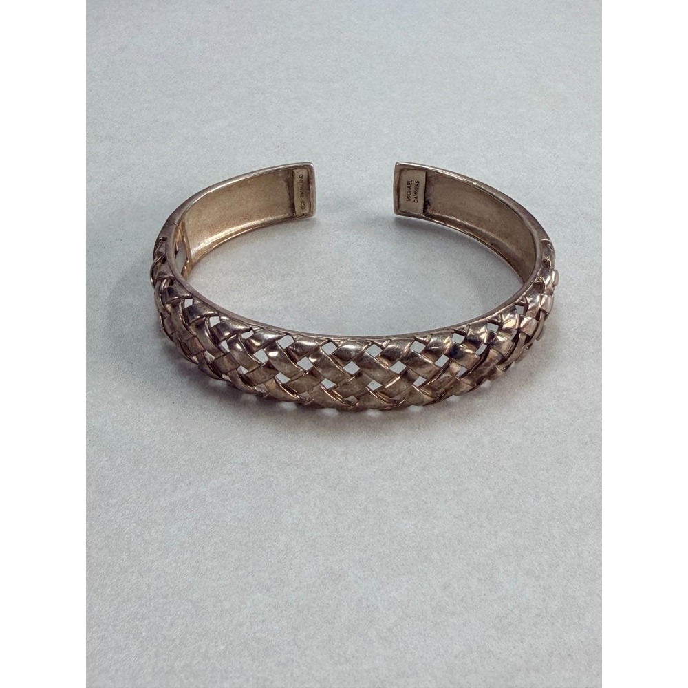 Michael Dawkins Sterling Silver Weave Design Hinge Cuff Bracelet Unisex